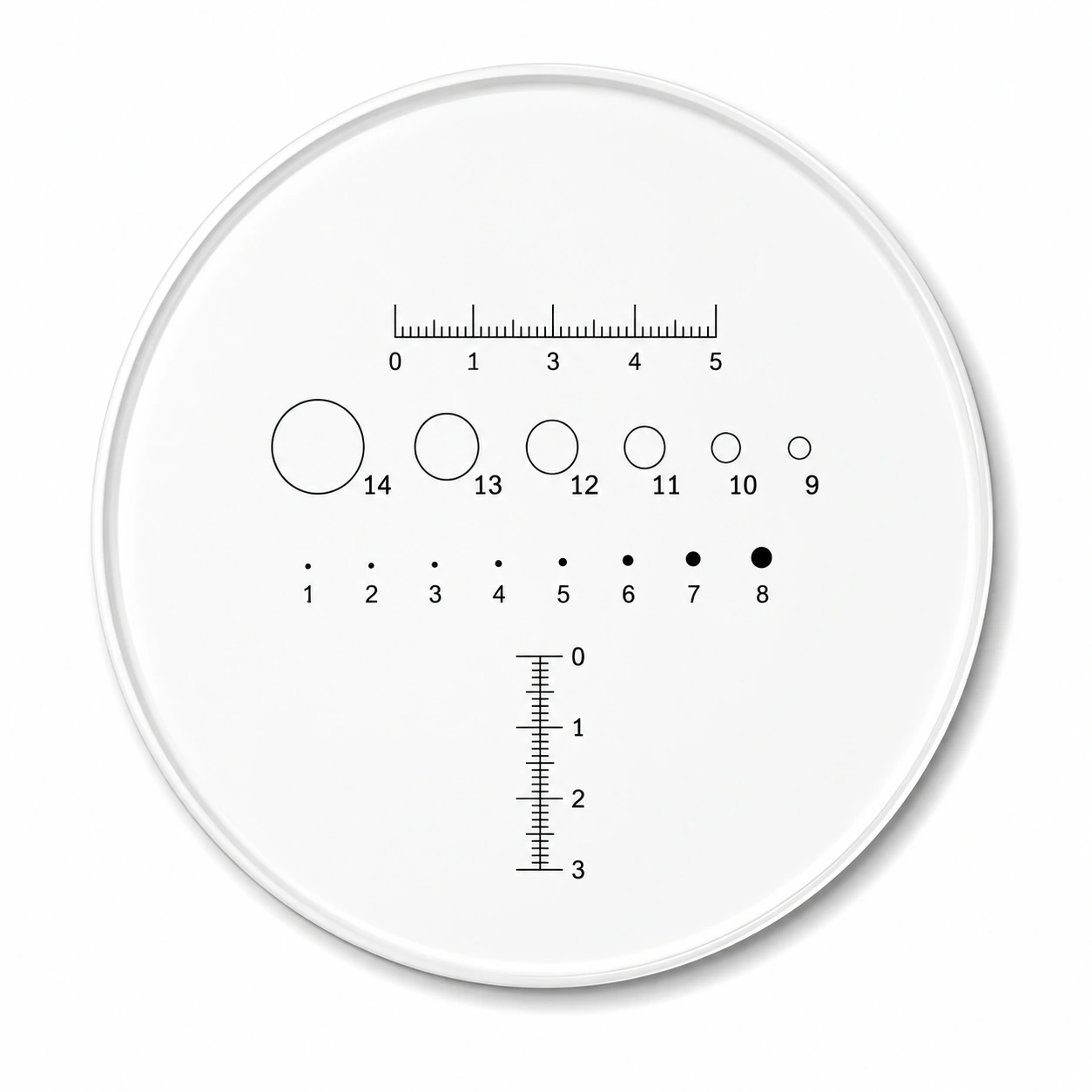Multi-Scale Inspection Reticles — Circles, dots and graduated scales