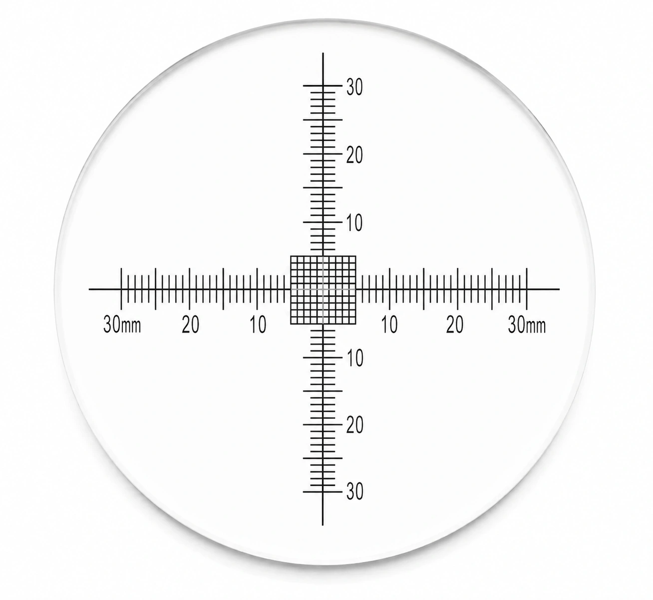 Crossed-Scale Reticles — Crossed scales with a central grid